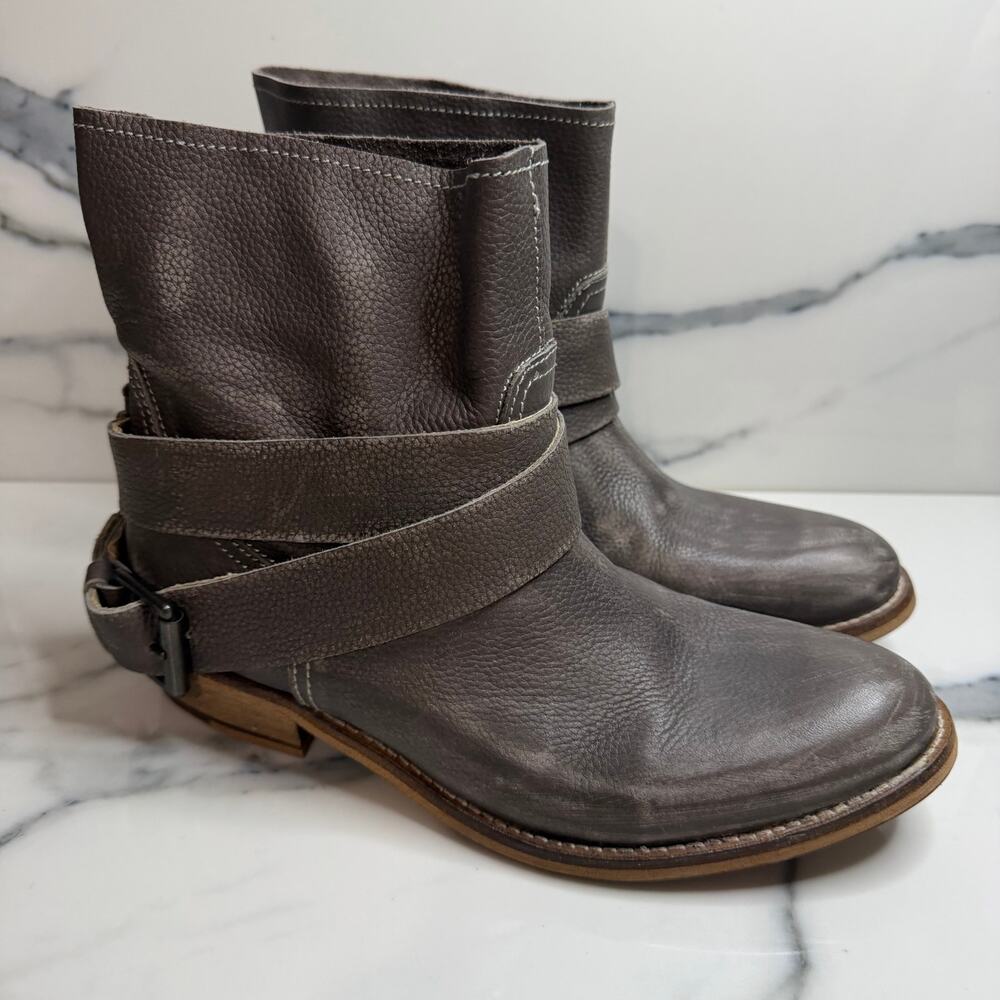 Bronx Women's Distressed Gray Leather Boots Sz 40 Sz 9.5 Festival Boho Western